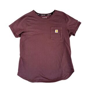 Carhartt Force Kids T-Shirt Burgundy Relaxed Fit Short Sleeve Pocket L 12 14